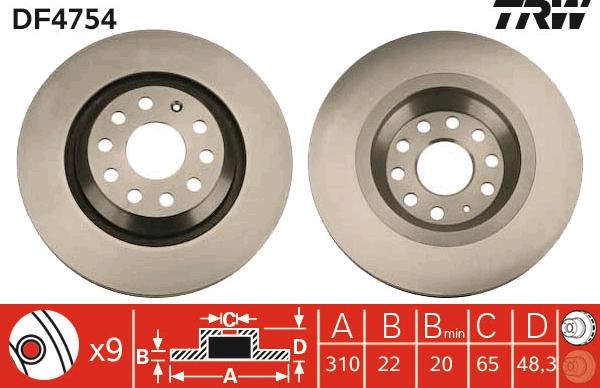 TRW DF4754 - Disc frana aaoparts.ro