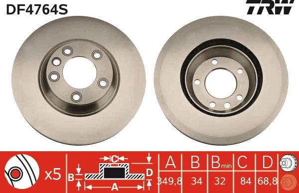 TRW DF4764S - Disc frana aaoparts.ro