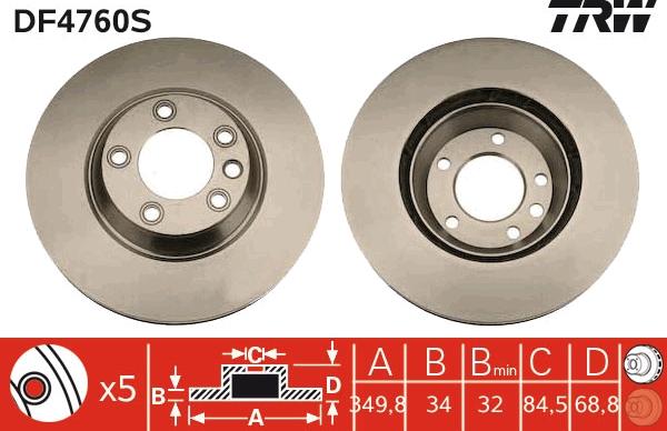 TRW DF4760S - Disc frana aaoparts.ro