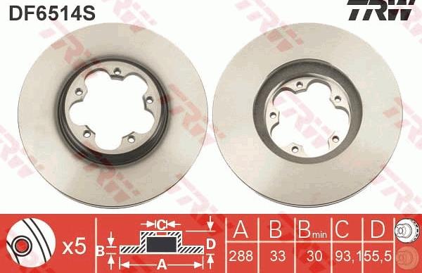 TRW DF6514S - Disc frana aaoparts.ro