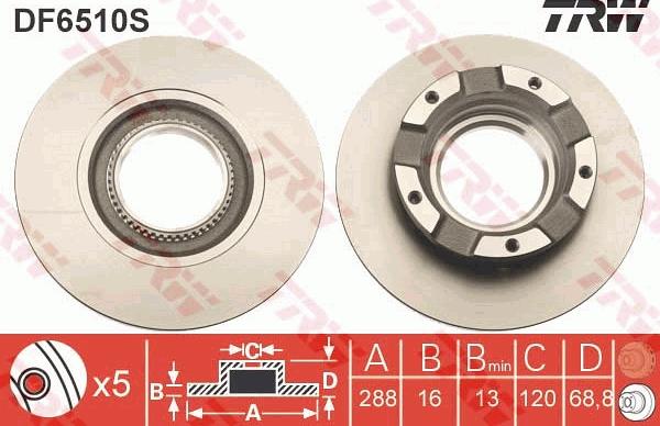 TRW DF6510S - Disc frana aaoparts.ro