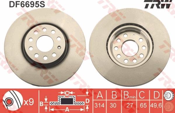 TRW DF6695S - Disc frana aaoparts.ro