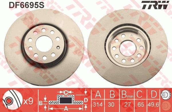 TRW DF6695S - Disc frana aaoparts.ro