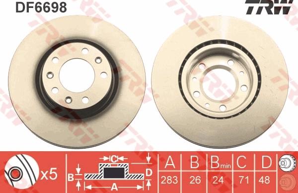 TRW DF6698 - Disc frana aaoparts.ro