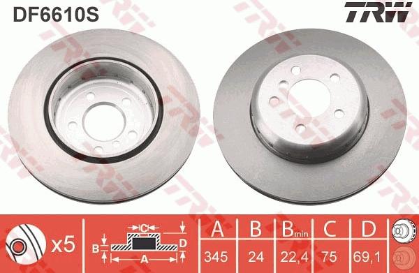 TRW DF6610S - Disc frana aaoparts.ro