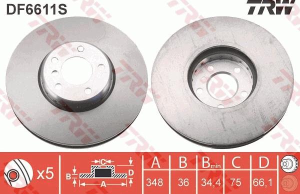 TRW DF6611S - Disc frana aaoparts.ro