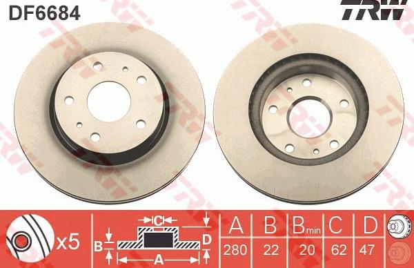 TRW DF6684 - Disc frana aaoparts.ro