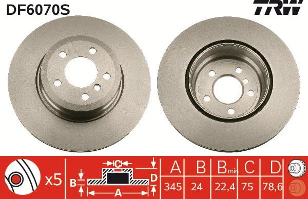 TRW DF6070S - Disc frana aaoparts.ro