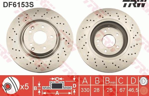 TRW DF6153S - Disc frana aaoparts.ro