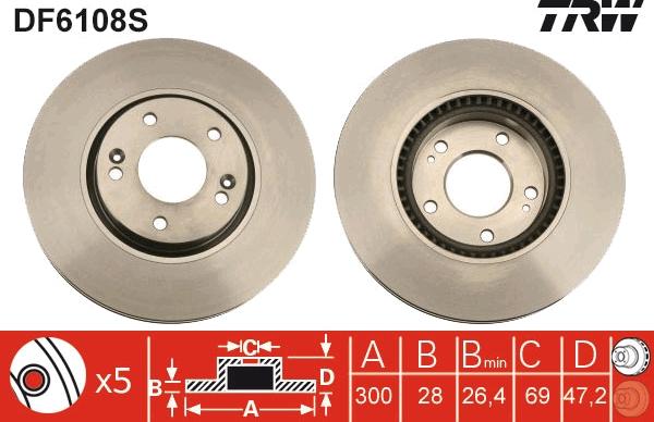 TRW DF6108S - Disc frana aaoparts.ro