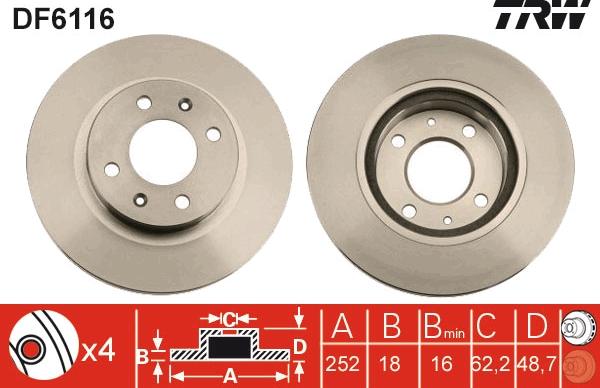 TRW DF6116 - Disc frana aaoparts.ro