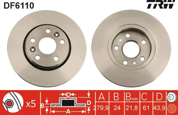 TRW DF6110 - Disc frana aaoparts.ro