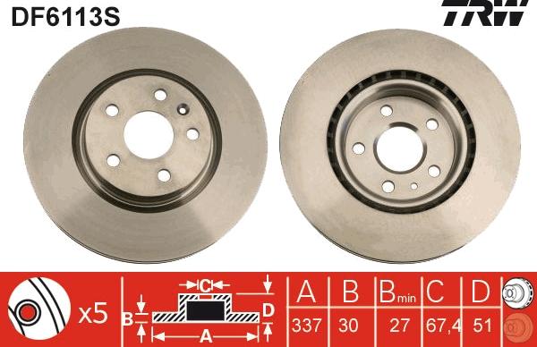 TRW DF6113S - Disc frana aaoparts.ro