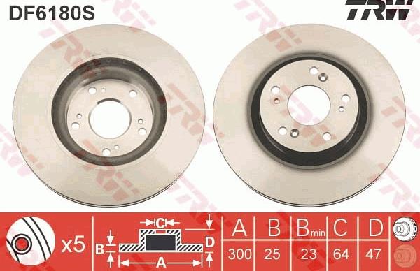 TRW DF6180S - Disc frana aaoparts.ro