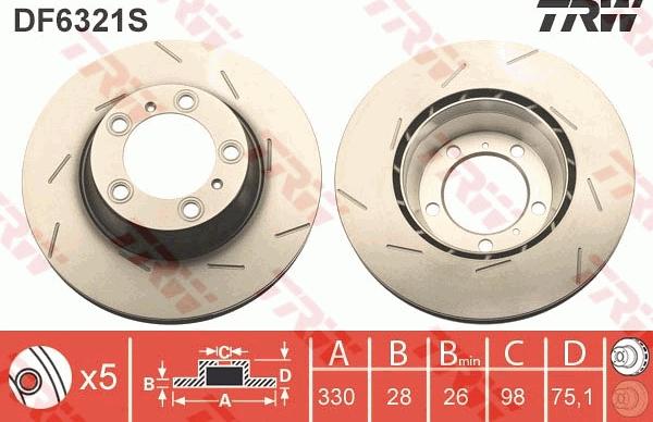 TRW DF6321S - Disc frana aaoparts.ro