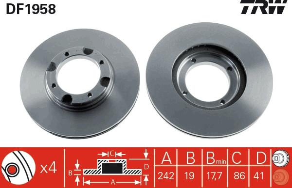 TRW DF1958 - Disc frana aaoparts.ro