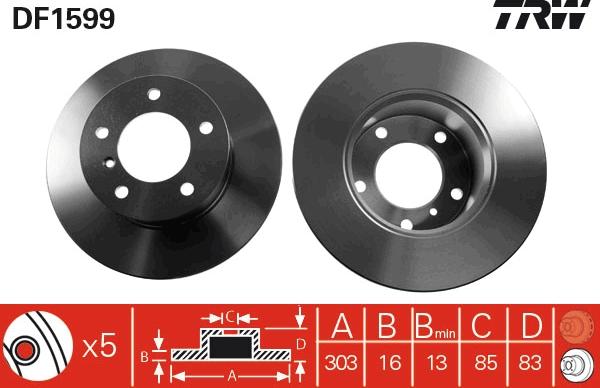 TRW DF1599 - Disc frana aaoparts.ro