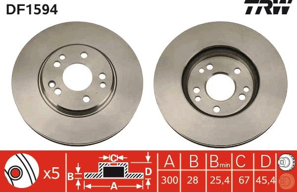 TRW DF1594 - Disc frana aaoparts.ro