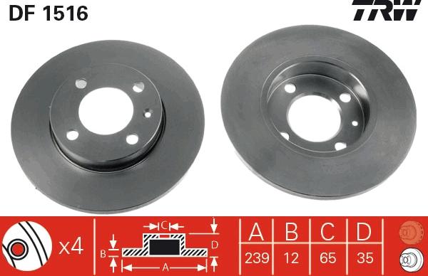 TRW DF1516 - Disc frana aaoparts.ro