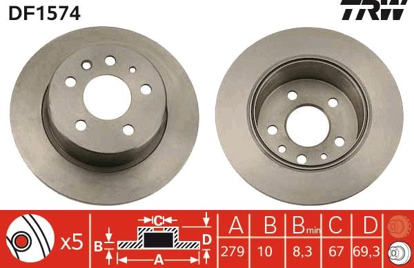 TRW DF1574 - Disc frana aaoparts.ro