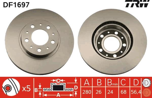 TRW DF1697 - Disc frana aaoparts.ro