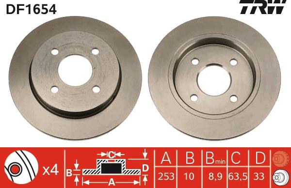 TRW DF1654 - Disc frana aaoparts.ro