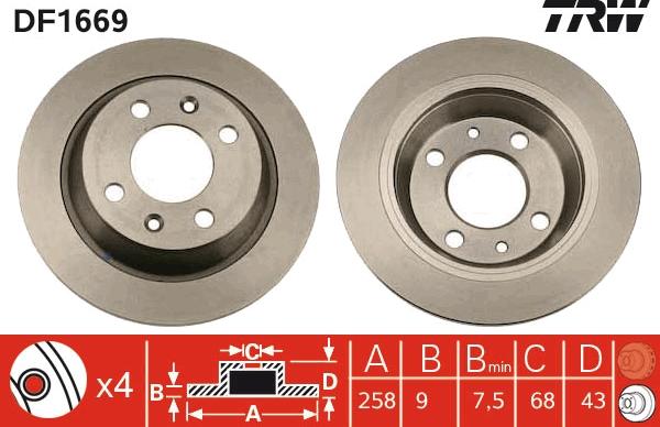 TRW DF1669 - Disc frana aaoparts.ro