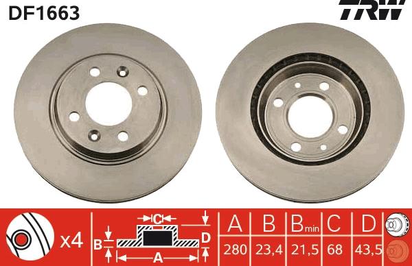 TRW DF1663 - Disc frana aaoparts.ro