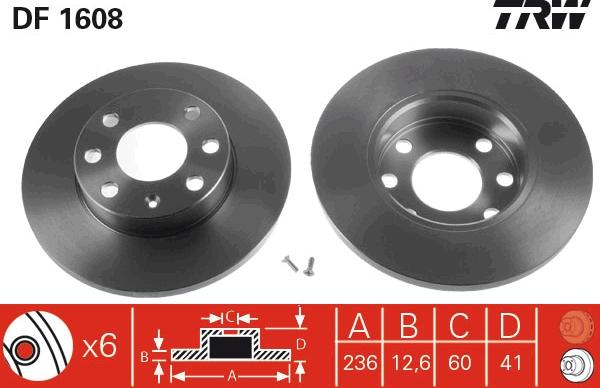 TRW DF1608 - Disc frana aaoparts.ro