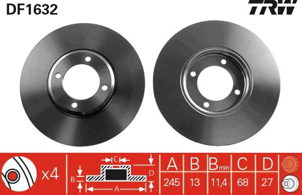 TRW DF1632 - Disc frana aaoparts.ro