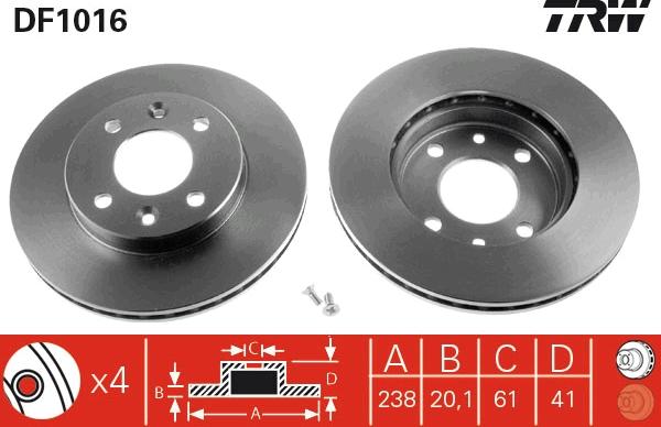 TRW DF1016 - Disc frana aaoparts.ro