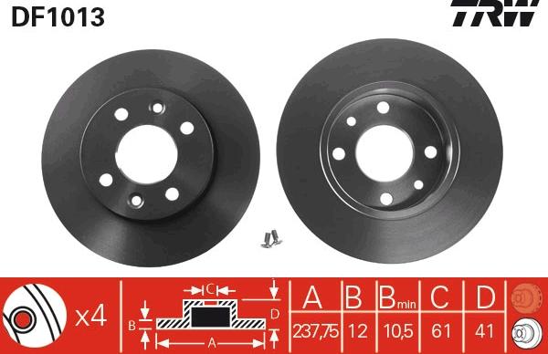 TRW DF1013 - Disc frana aaoparts.ro