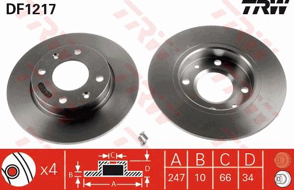 TRW DF1217 - Disc frana aaoparts.ro