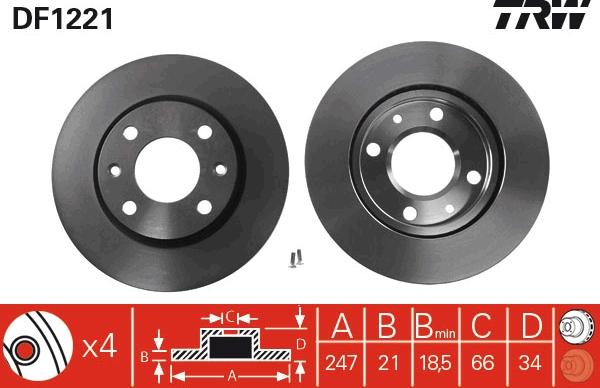 TRW DF1221 - Disc frana aaoparts.ro