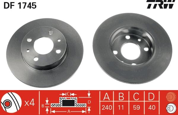 TRW DF1745 - Disc frana aaoparts.ro