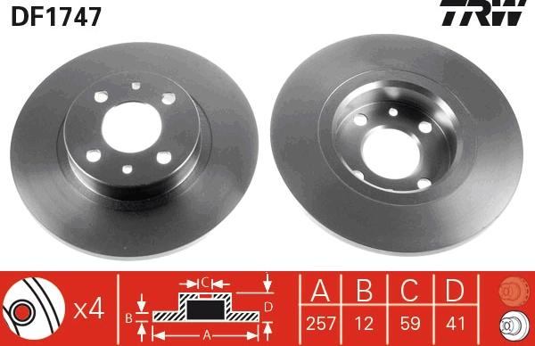 TRW DF1747 - Disc frana aaoparts.ro