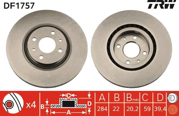 TRW DF1757 - Disc frana aaoparts.ro