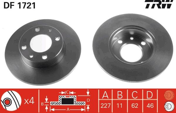 TRW DF1721 - Disc frana aaoparts.ro