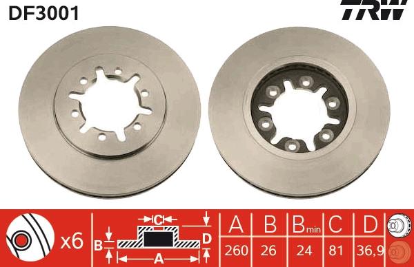 TRW DF3001 - Disc frana aaoparts.ro