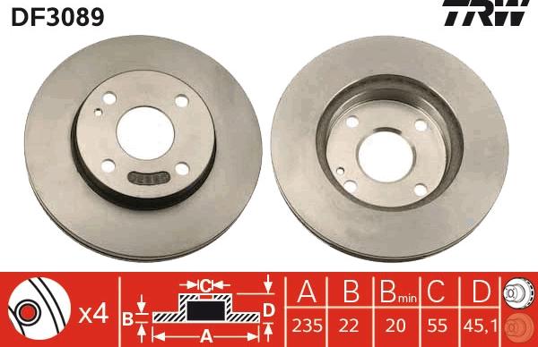 TRW DF3089 - Disc frana aaoparts.ro