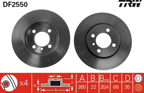 TRW DF2550 - Disc frana aaoparts.ro