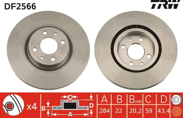 TRW DF2566 - Disc frana aaoparts.ro