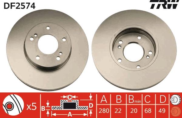 TRW DF2574 - Disc frana aaoparts.ro