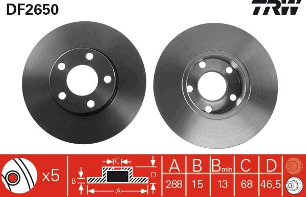 TRW DF2650 - Disc frana aaoparts.ro