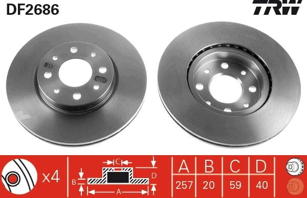 TRW DF2686 - Disc frana aaoparts.ro