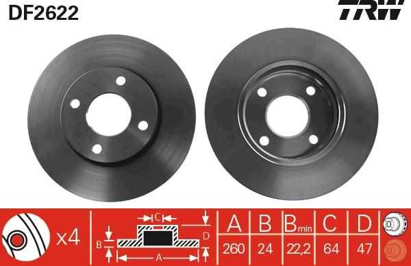 TRW DF2622 - Disc frana aaoparts.ro