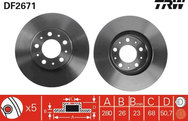 TRW DF2671 - Disc frana aaoparts.ro