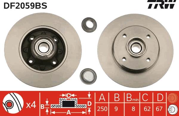 TRW DF2059BS - Disc frana aaoparts.ro