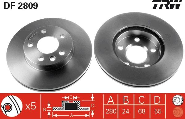 TRW DF2809 - Disc frana aaoparts.ro