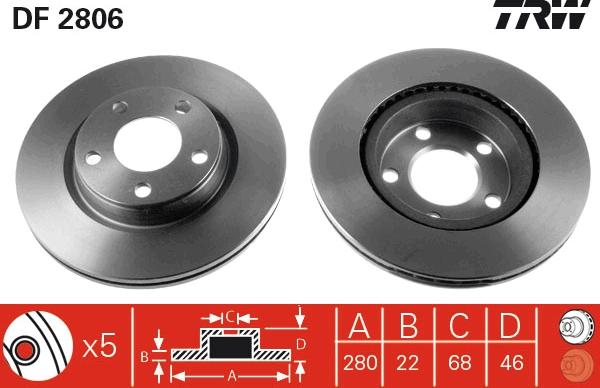 TRW DF2806 - Disc frana aaoparts.ro